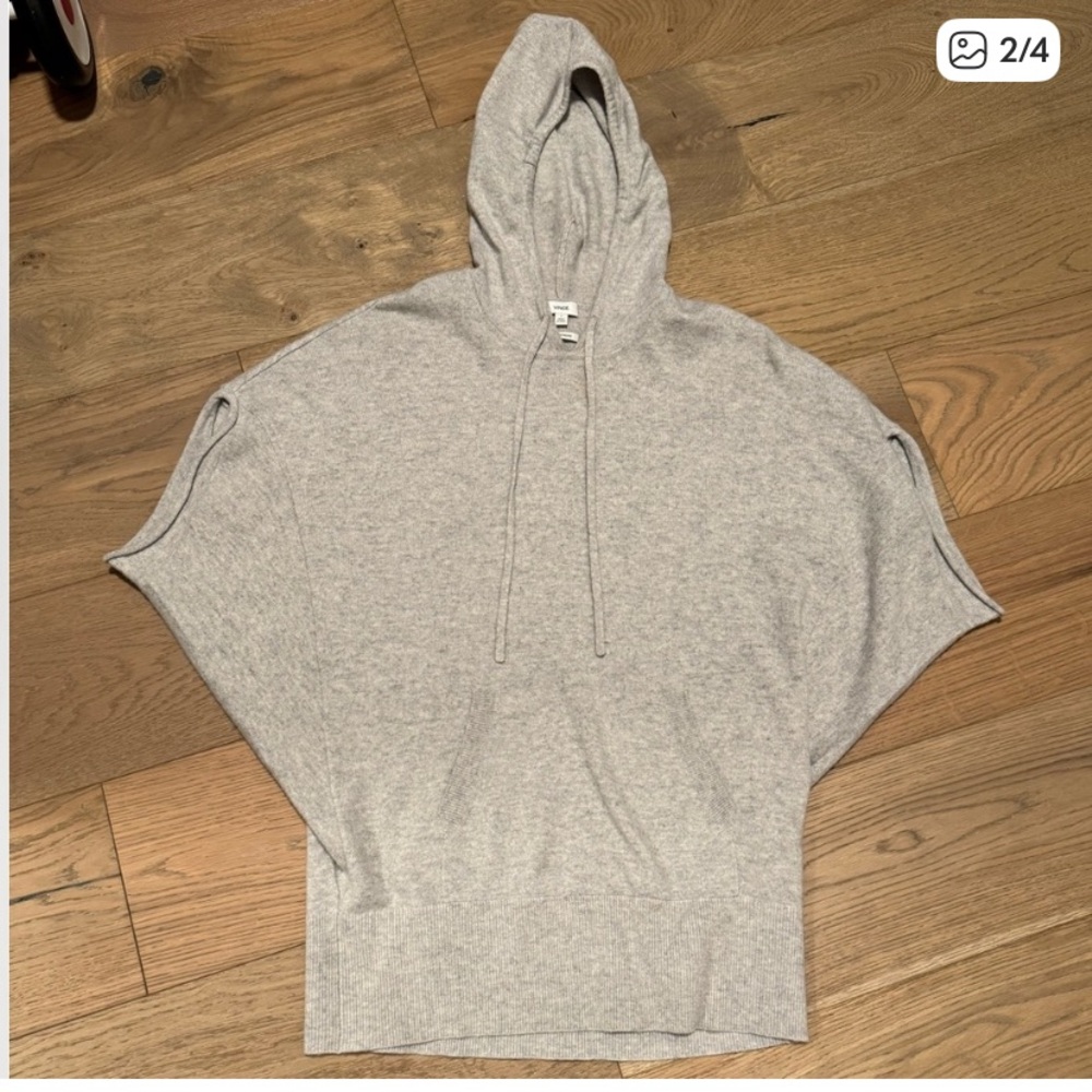 Vince Cashmere Charcoal Hooded Poncho Sweater - Picture 3 of 6